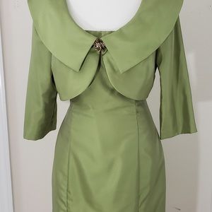 Green Sheath Dress with bolero jacket